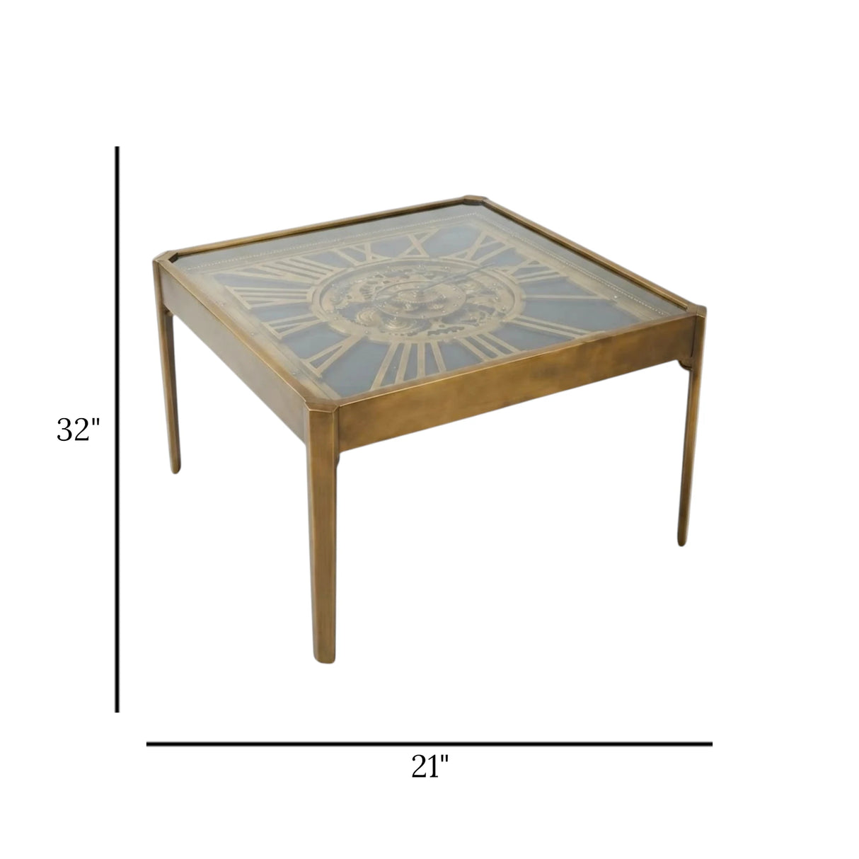 metal table clock moving gear square copper 32''x21'' china
