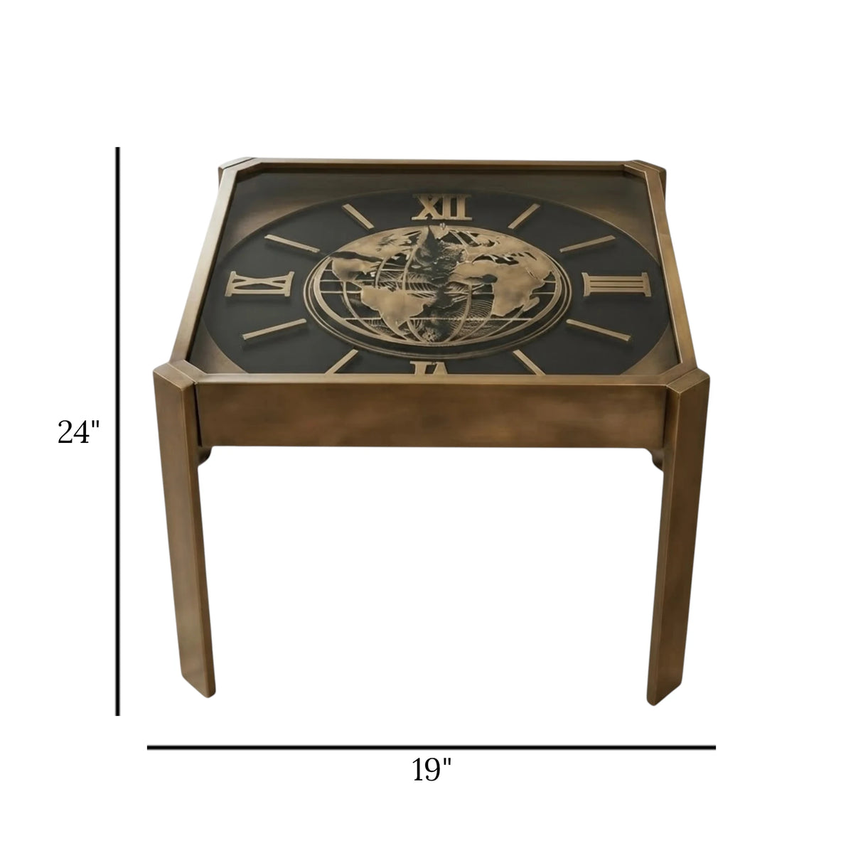 metal table clock moving gear square copper 24''x19'' china