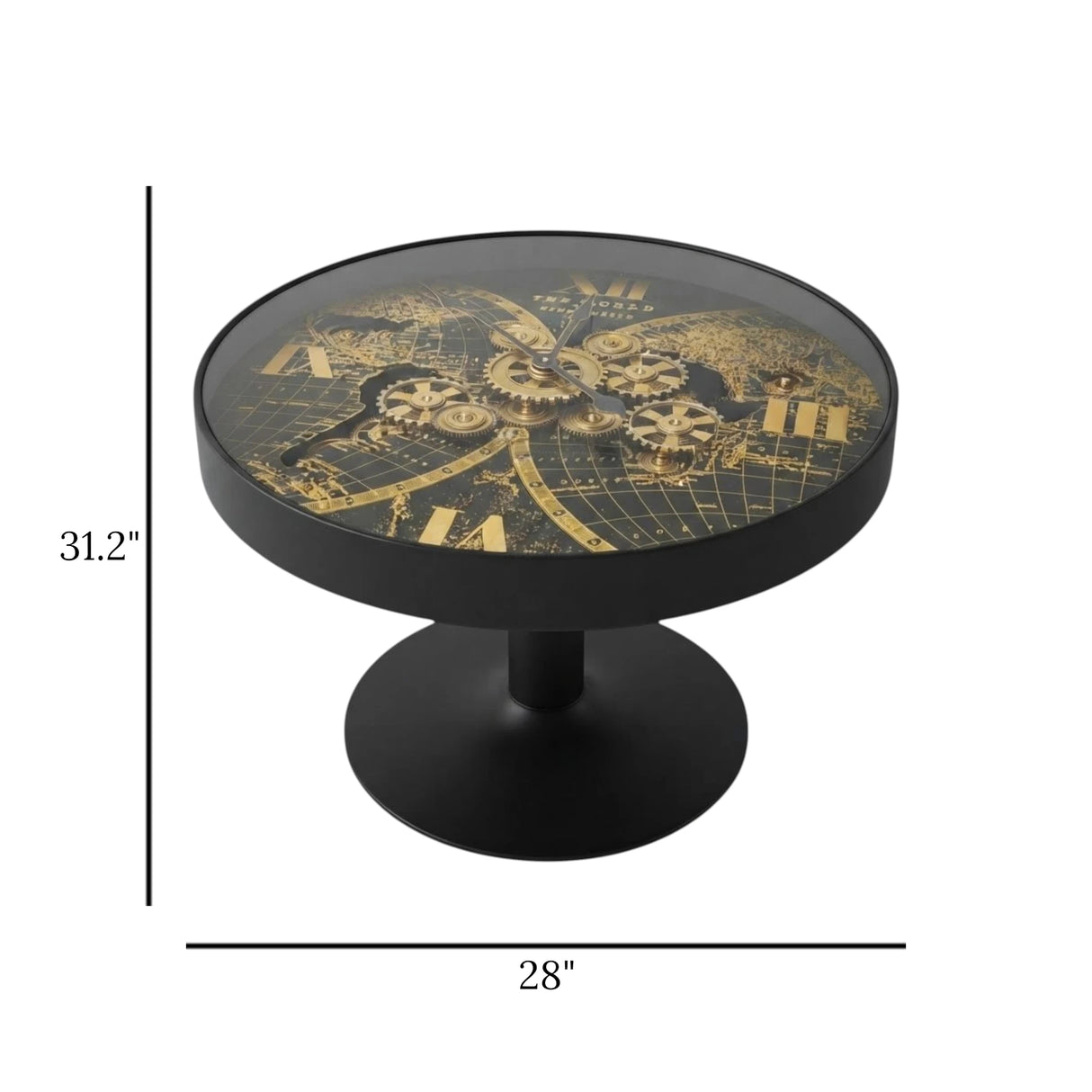 metal table clock moving gears black 28"x31.5" china