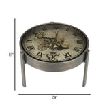 metal table clock moving gear round antiique black 24''x15'' china