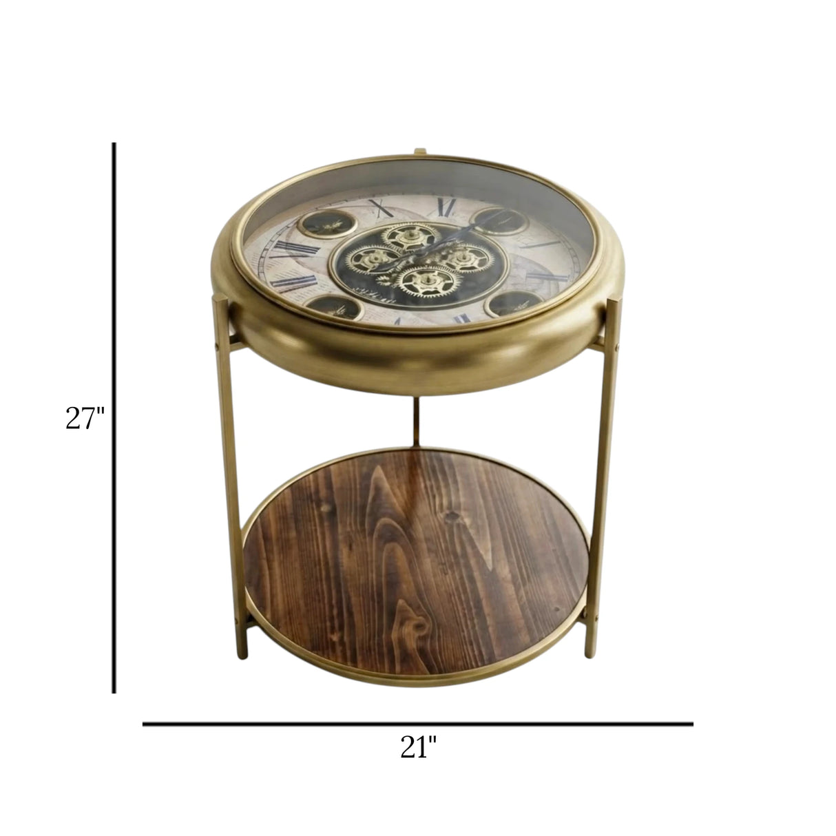 metal table clock moving gears 5in1 with shelf golden 27"x21" china