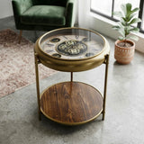 metal table clock moving gears 5in1 with shelf golden 27"x21" china