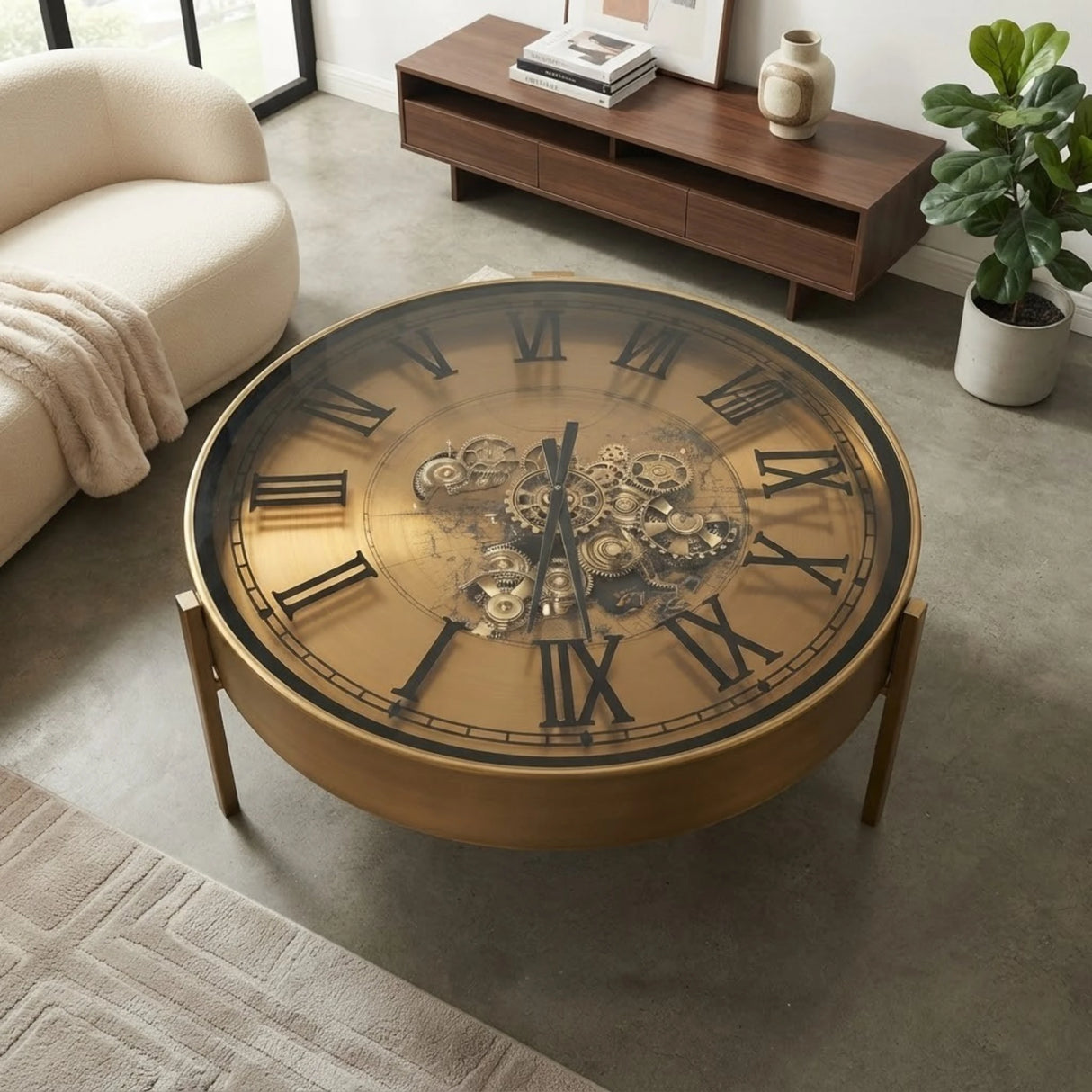 metal table clock moving gears copper large 18"x32.5" china