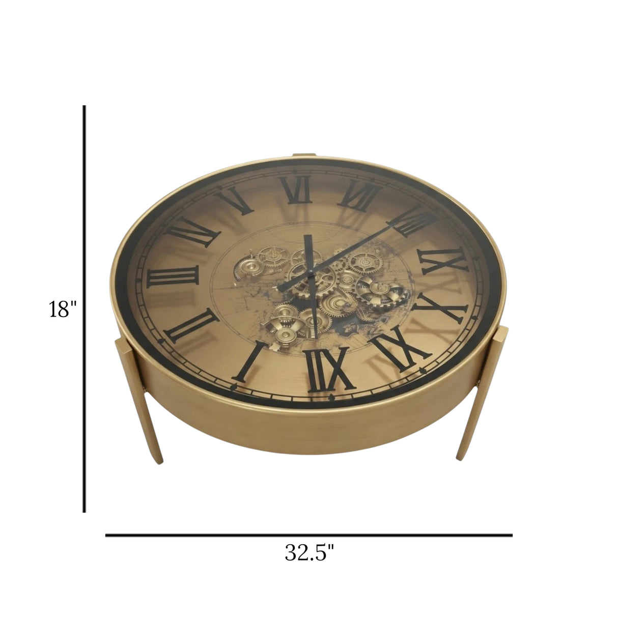 metal table clock moving gears copper large 18"x32.5" china