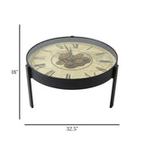 metal table clock moving gears black & cream large 18"x32.5" china