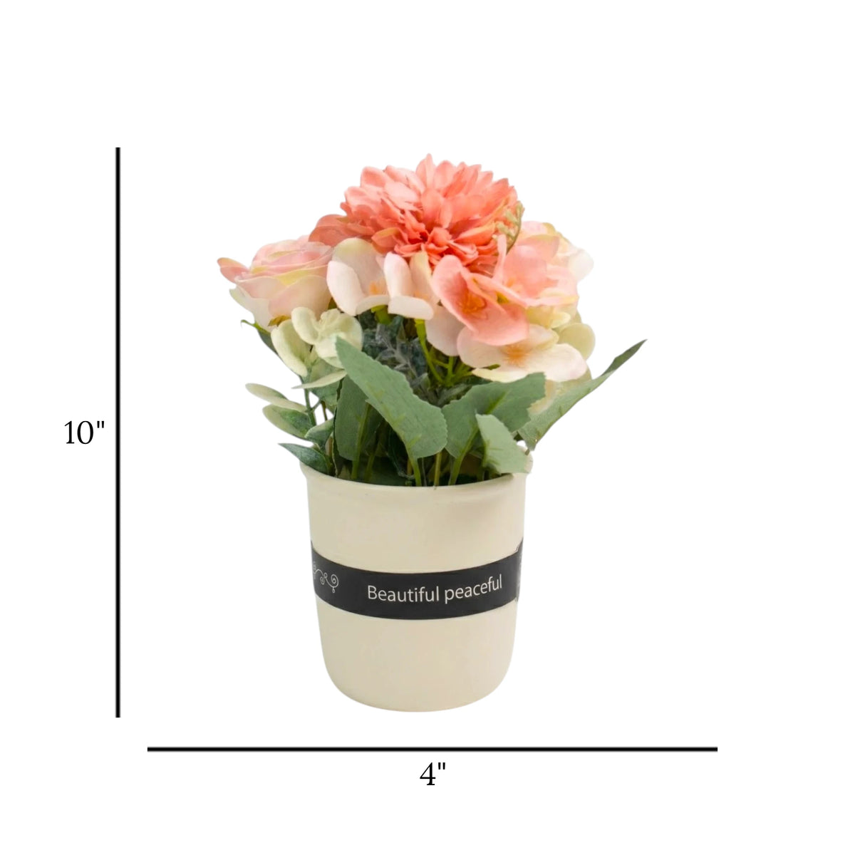 flower pot ceramic camellia peach 10''x4'' china