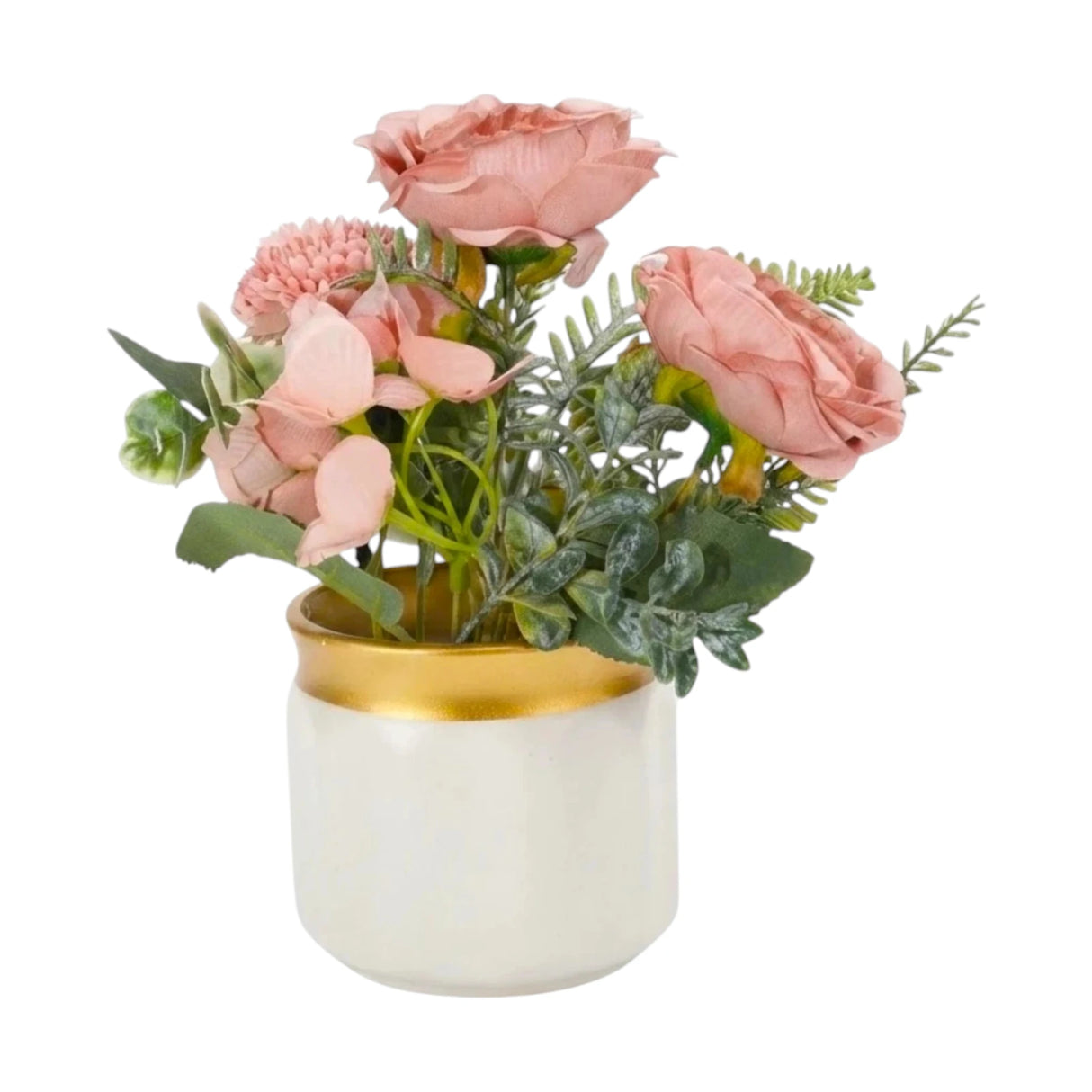 flower pot plastic silk rose dusty pink  9"x3.8" china