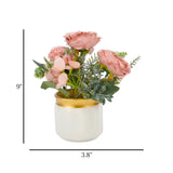 flower pot plastic silk rose dusty pink  9"x3.8" china