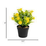 flower pot plastic foliage daisy yellow 9"x4.5" china
