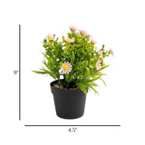 flower pot plastic foliage daisy pink 9"x4.5" china