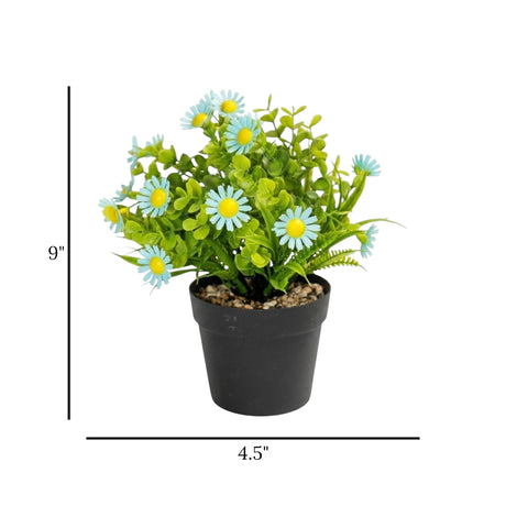 flower pot plastic foliage daisy blue 9"x4.5" china