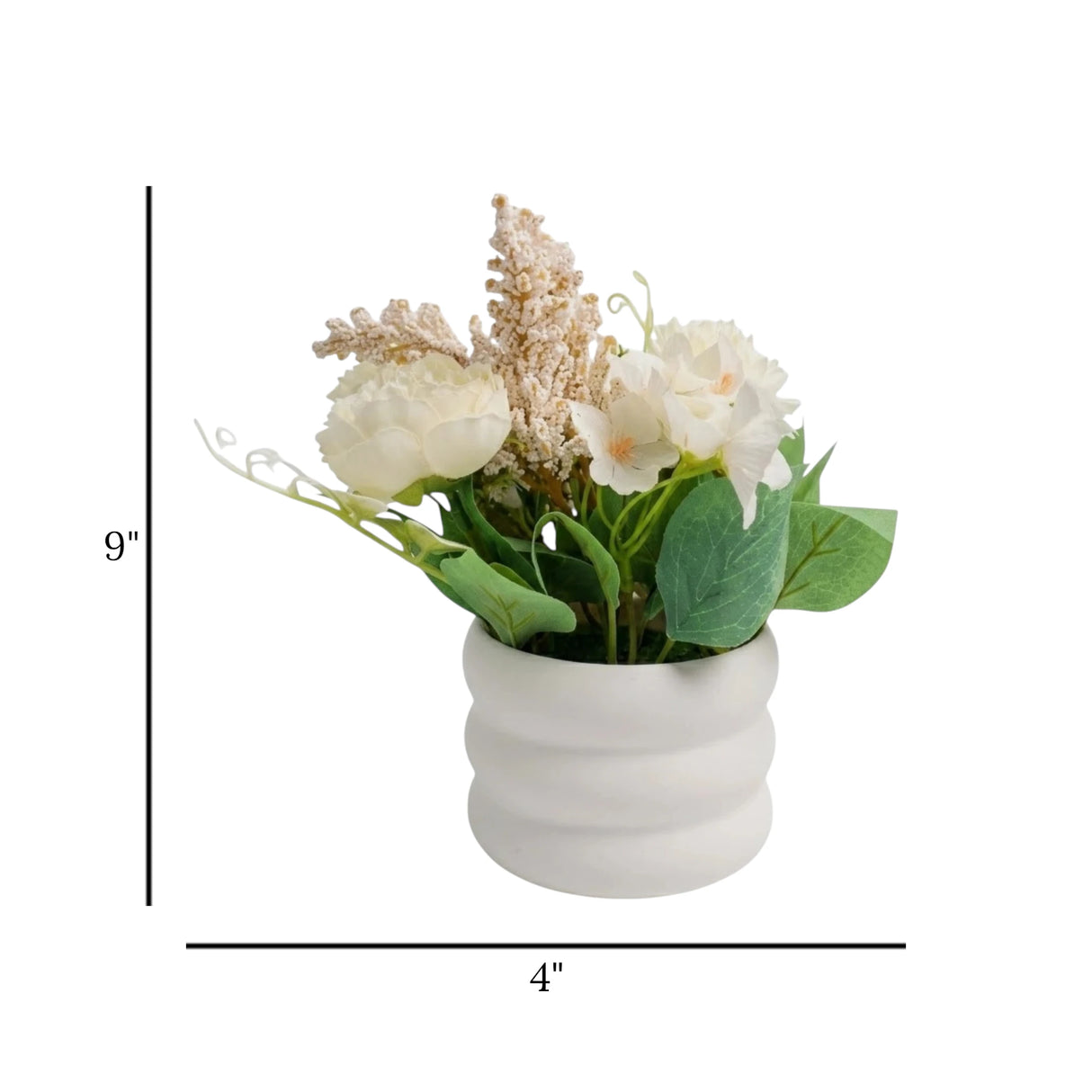 flower pot plastic mums white 9''x4'' china