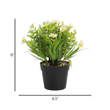 flower pot plastic foliage daisy white 9"x4.5" china