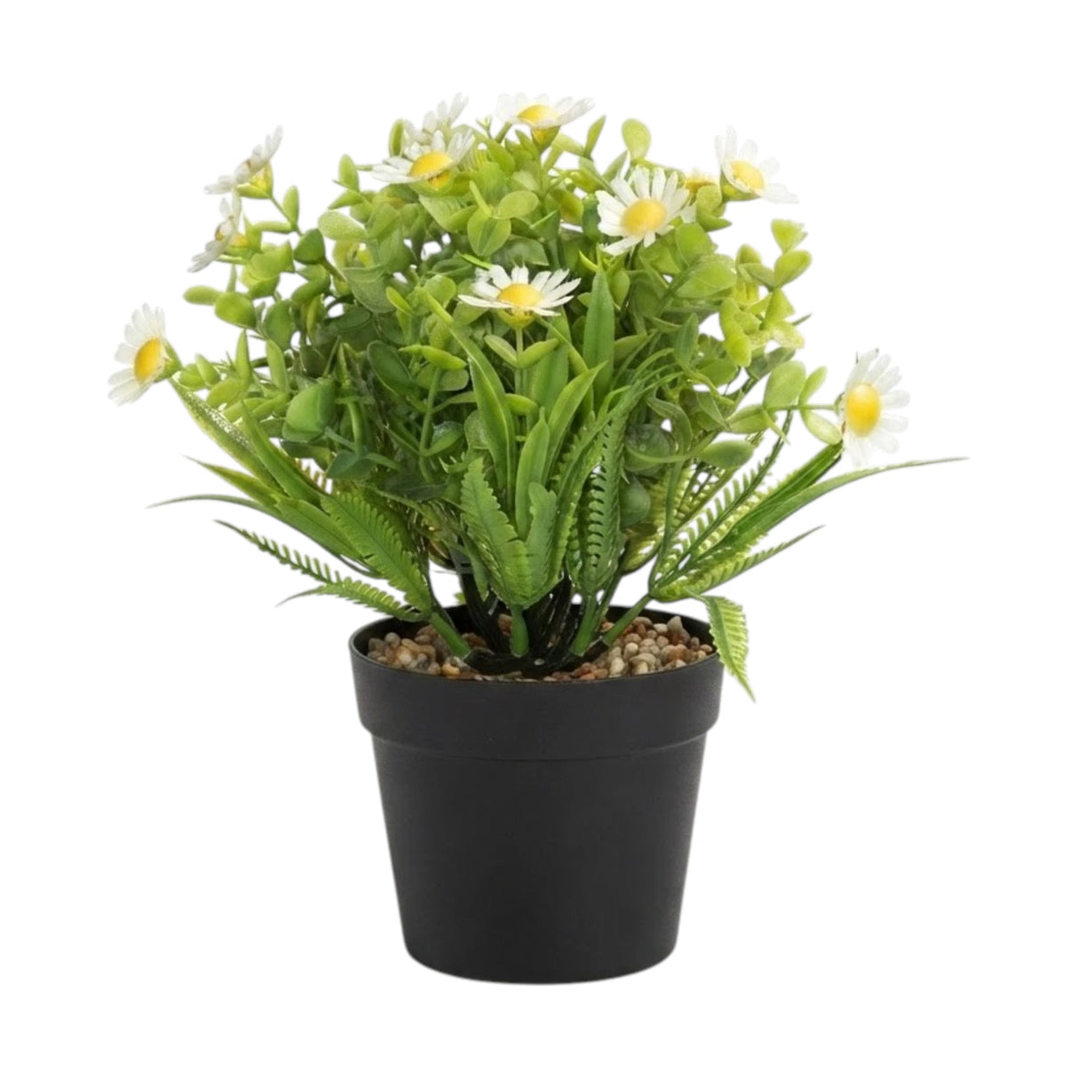 flower pot plastic foliage daisy white 9"x4.5" china