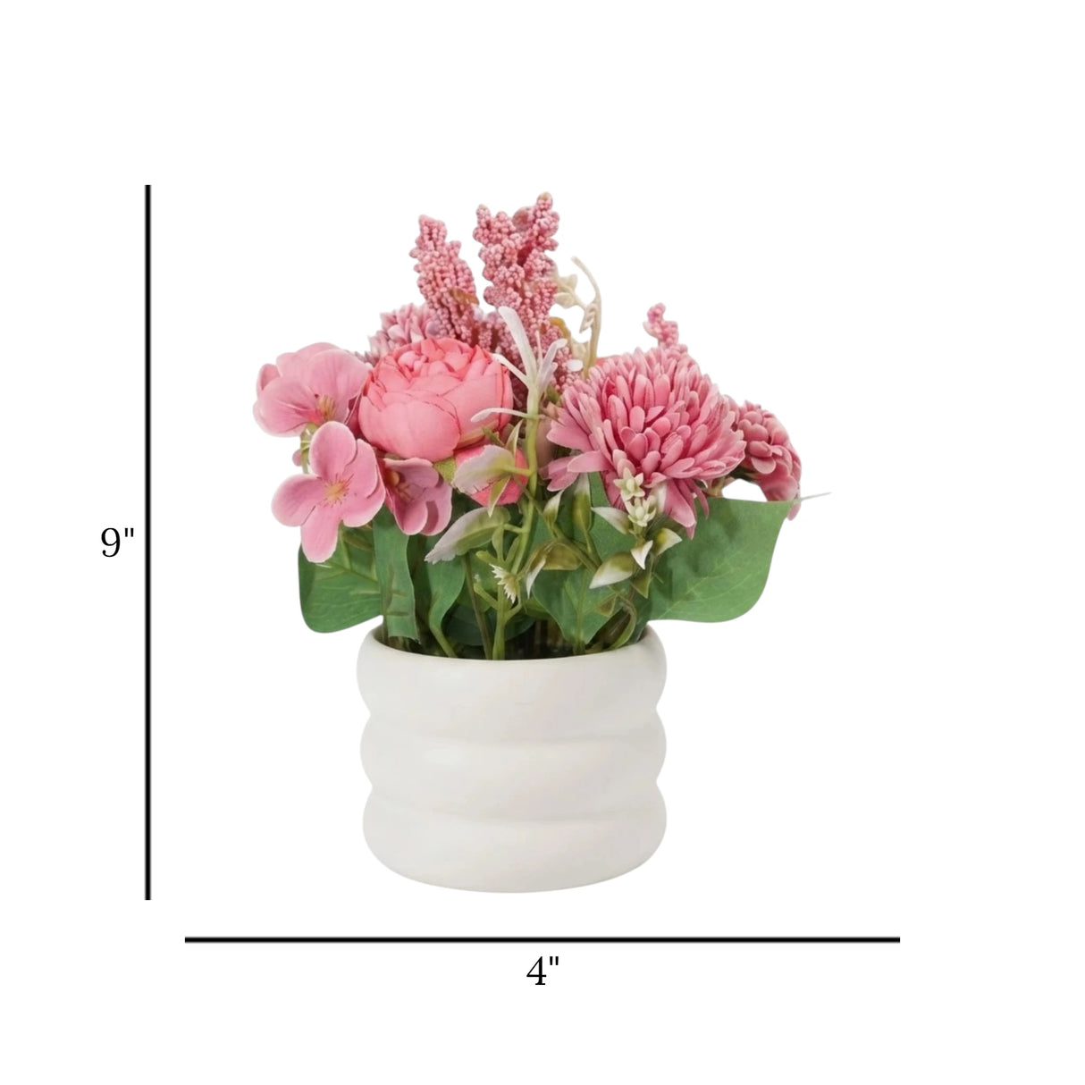 flower pot plastic mums pink 9''x4'' china