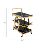 metal tea trolley 3 layer black & golden cross 34"x29" china