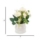 flower pot plastic rose white 8"x4" china
