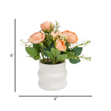 flower pot plastic rose peach 8"x4" china