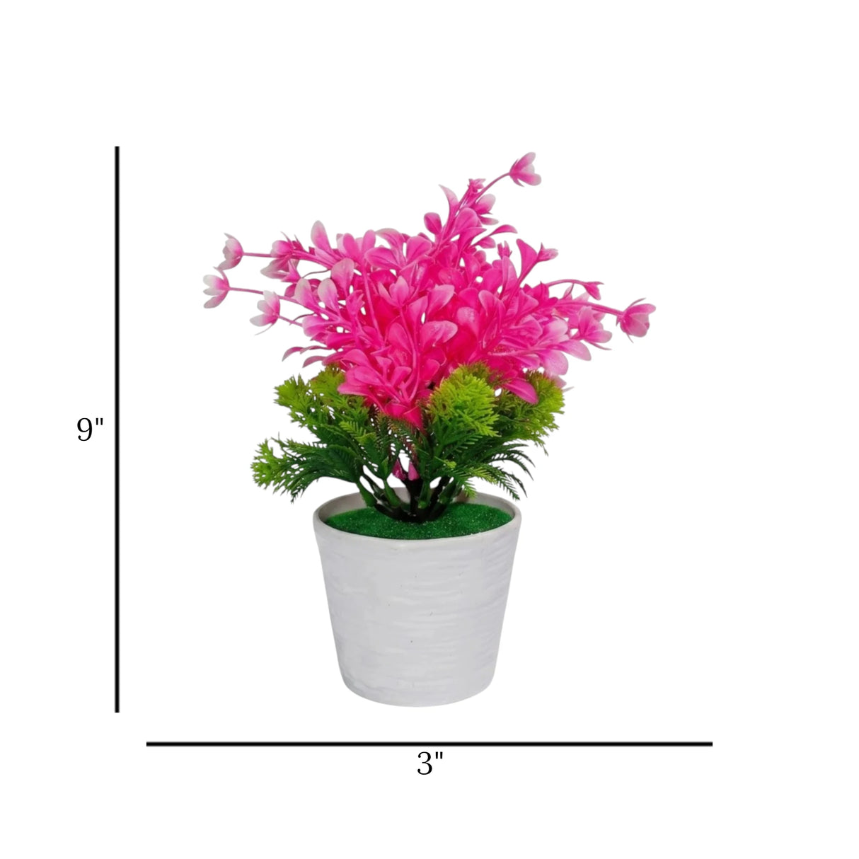 flower pot plastic faux foliage pink 9"x3" china