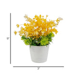 flower pot plastic faux foliage yellow 9"x3" china