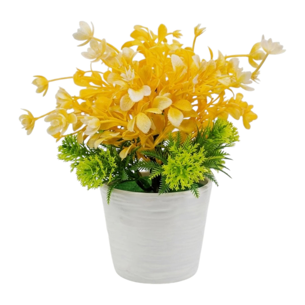 flower pot plastic faux foliage yellow 9"x3" china