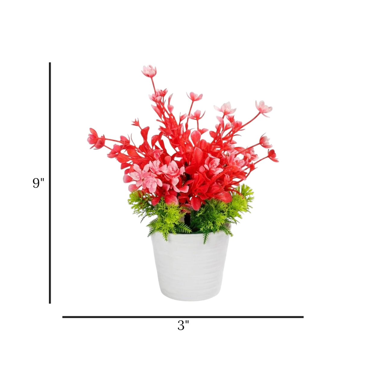 flower pot plastic faux foliage red 9"x3" china