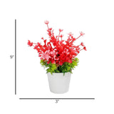 flower pot plastic faux foliage red 9"x3" china