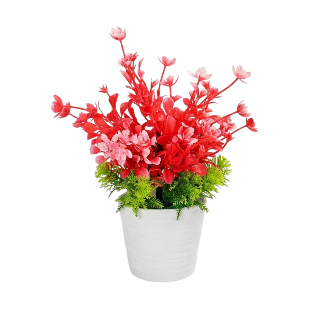 flower pot plastic faux foliage red 9"x3" china