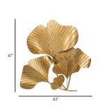 metal wall hanging 5 leaves golden 47"x43" china
