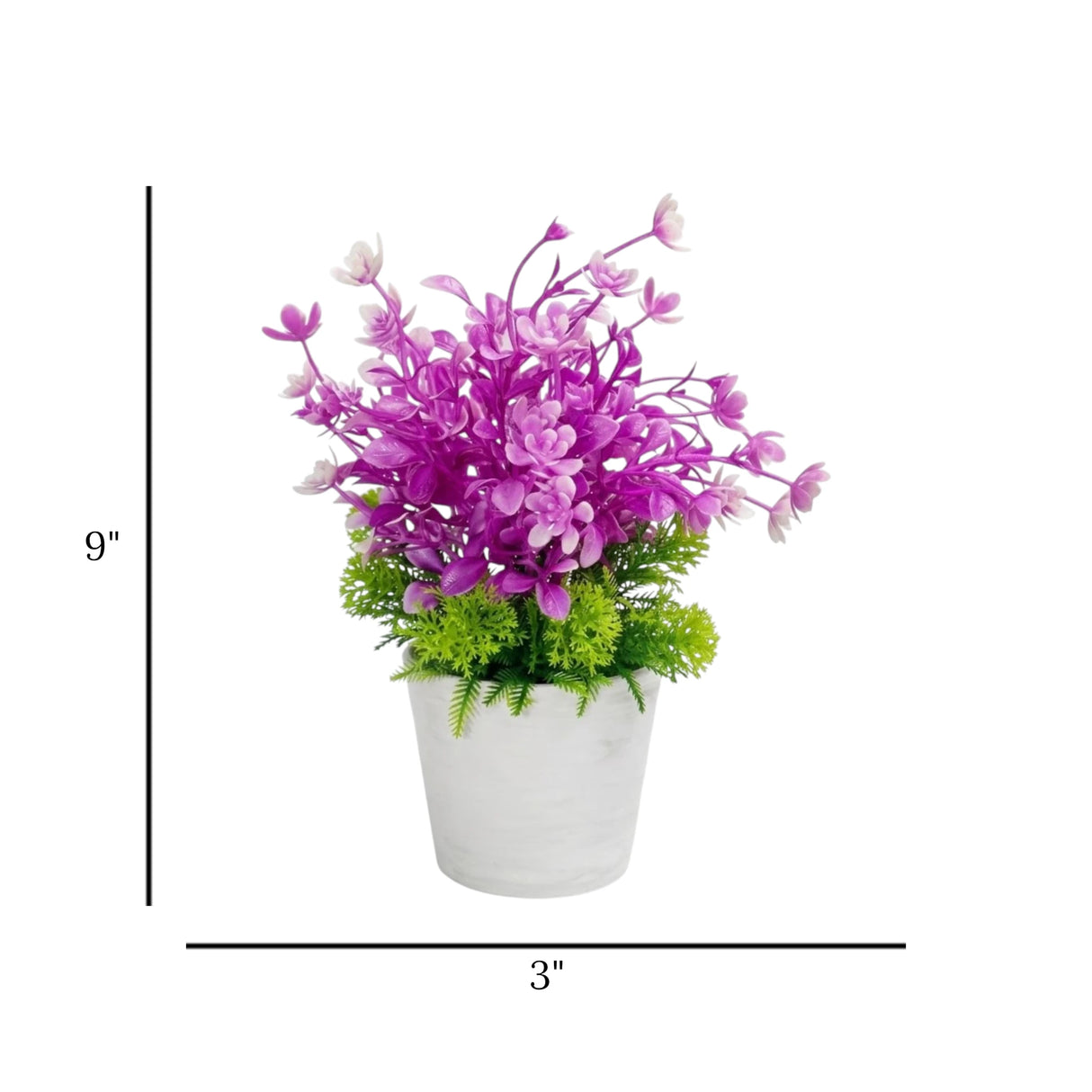 flower pot plastic faux foliage purple 9"x3" china