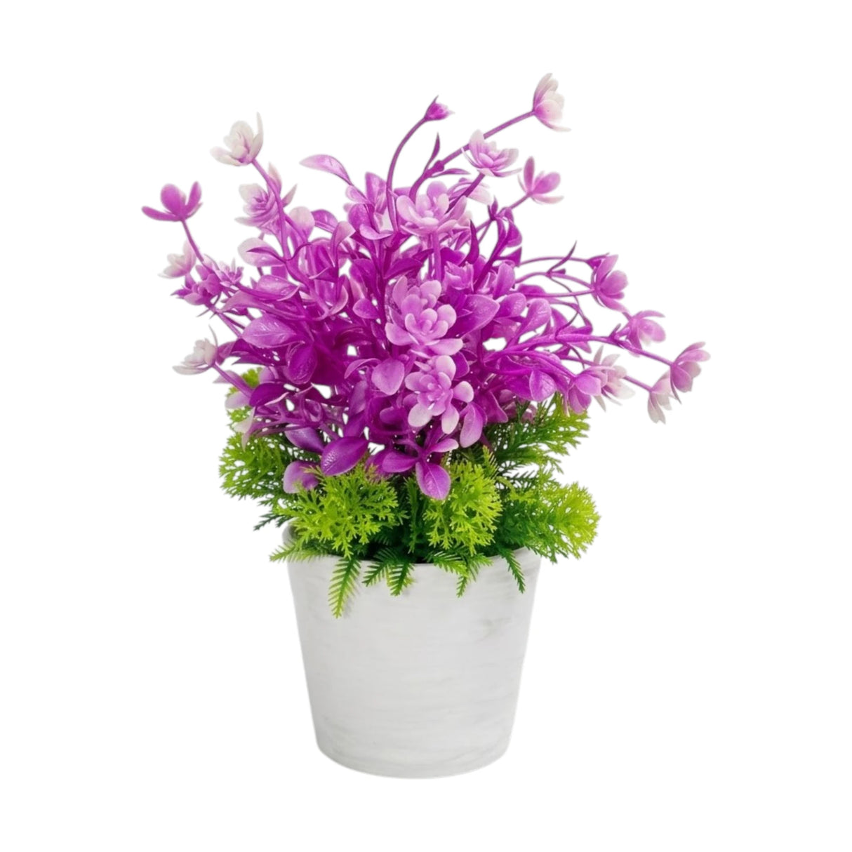flower pot plastic faux foliage purple 9"x3" china