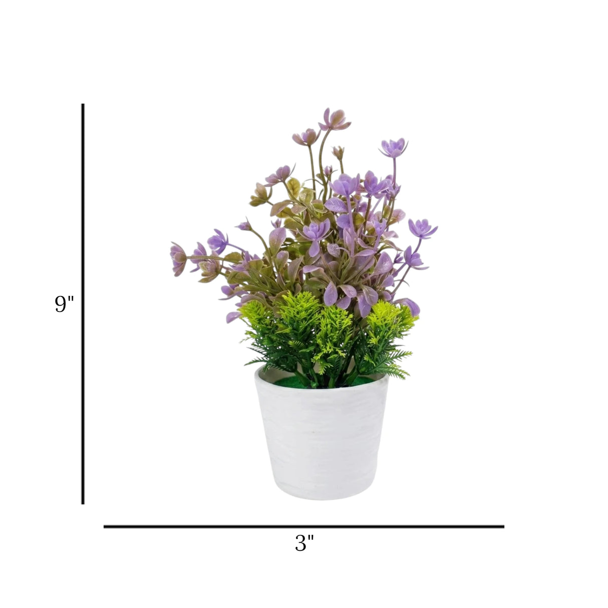 flower pot plastic faux foliage lavender 9"x3" china