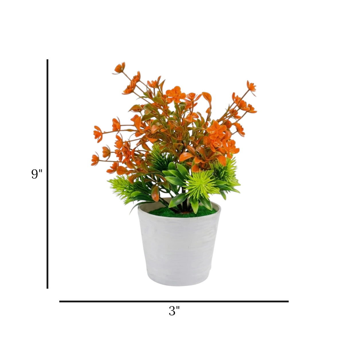 flower pot plastic faux foliage orange 9"x3" china