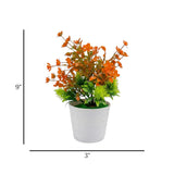 flower pot plastic faux foliage orange 9"x3" china
