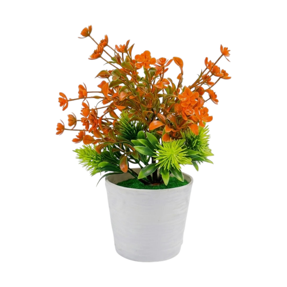 flower pot plastic faux foliage orange 9"x3" china