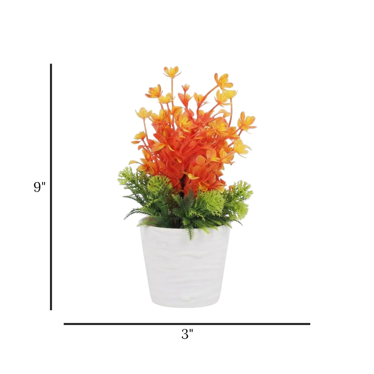 flower pot plastic faux foliage 2 tone orange 9"x3" china