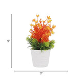 flower pot plastic faux foliage 2 tone orange 9"x3" china