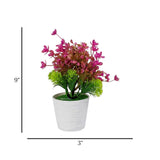 flower pot plastic faux foliage dark pink 9"x3" china