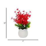 flower pot plastic faux foliage red 10"x3" china