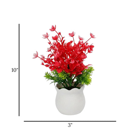 flower pot plastic faux foliage red 10"x3" china
