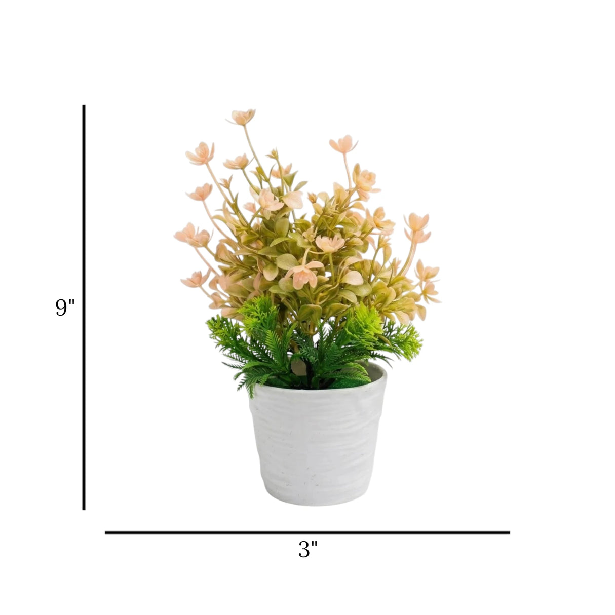 flower pot plastic faux foliage peach 9"x3" china