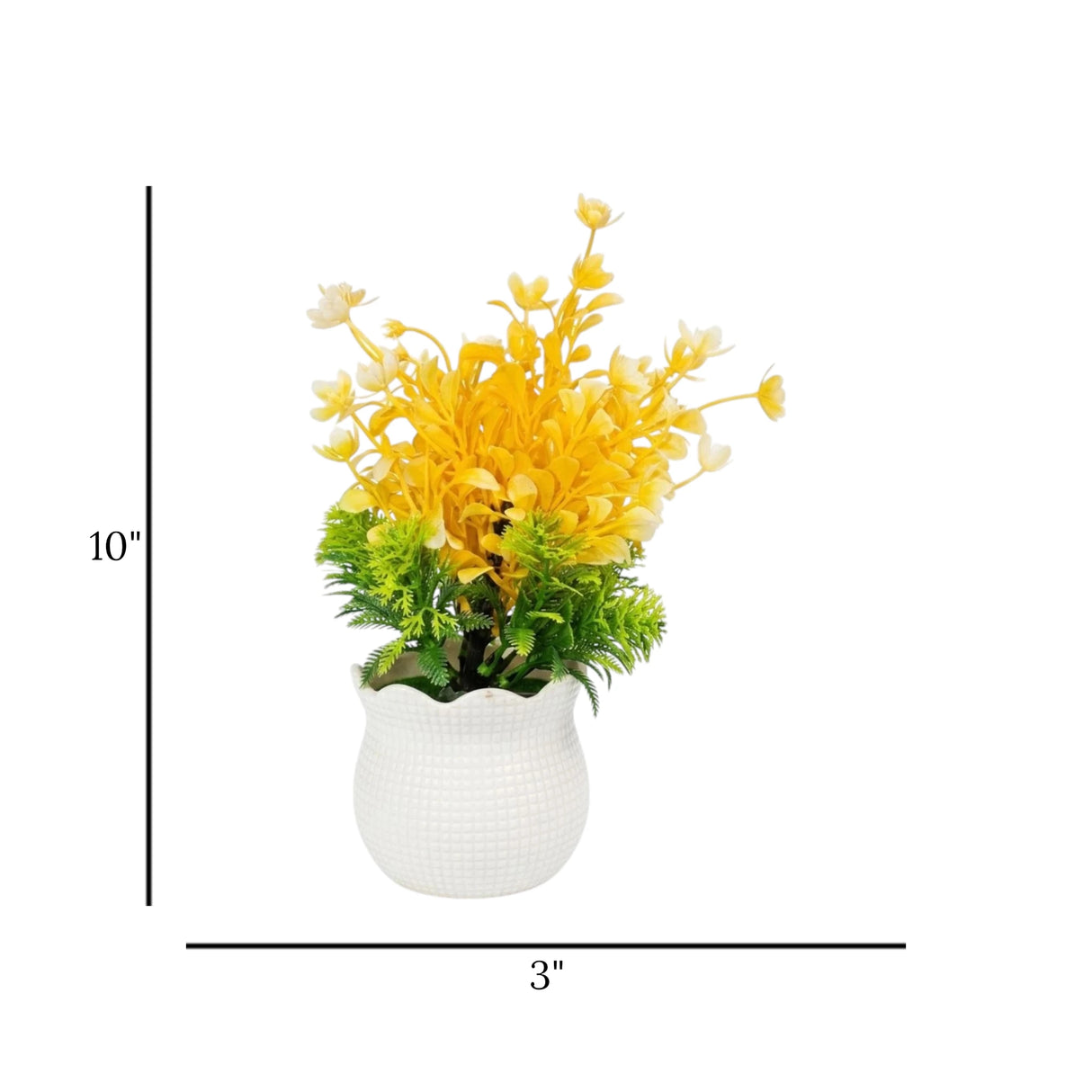 flower pot plastic faux foliage yellow 10"x3" china