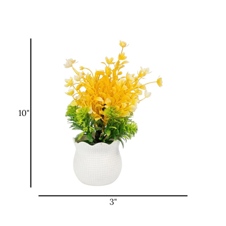 flower pot plastic faux foliage yellow 10"x3" china
