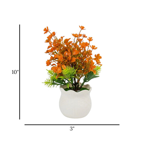 flower pot plastic faux foliage orange 10"x3" china