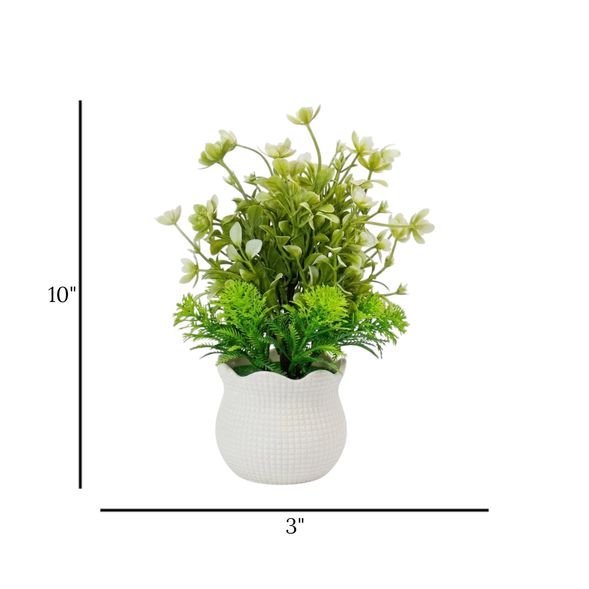flower pot plastic faux foliage white 10"x3" china