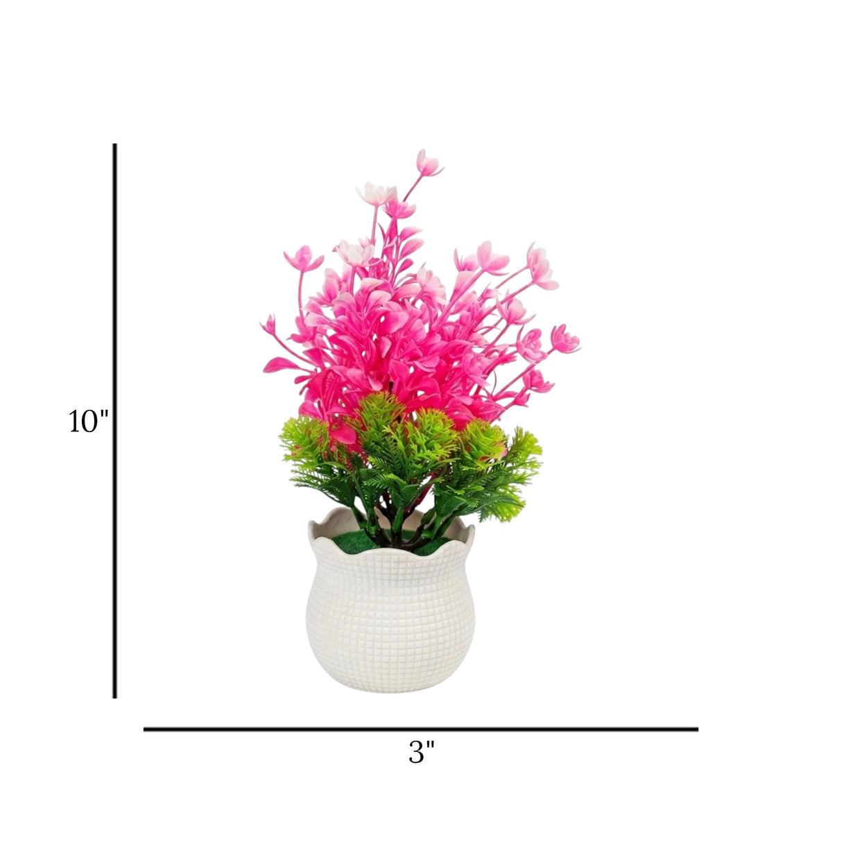flower pot plastic faux foliage pink 10"x3" china