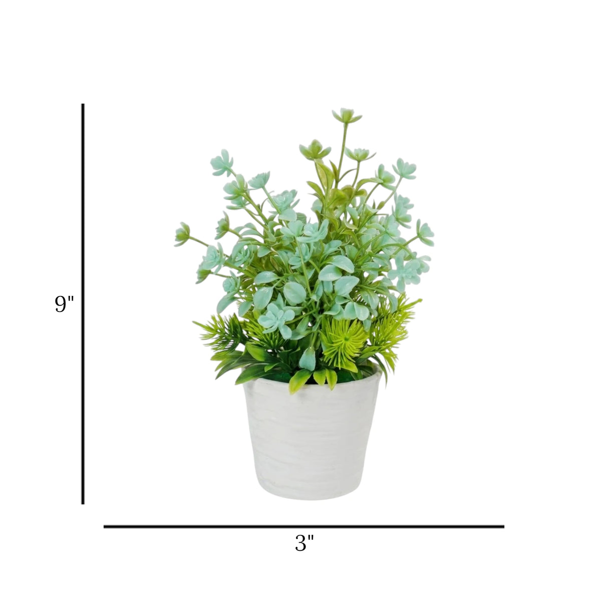 flower pot plastic faux foliage sea green 9"x3" china