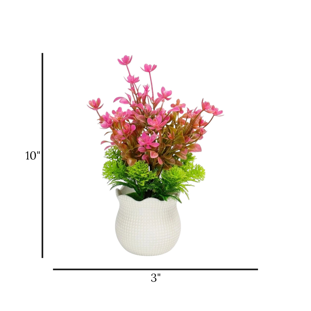 flower pot plastic faux foliage dark pink 10"x3" china