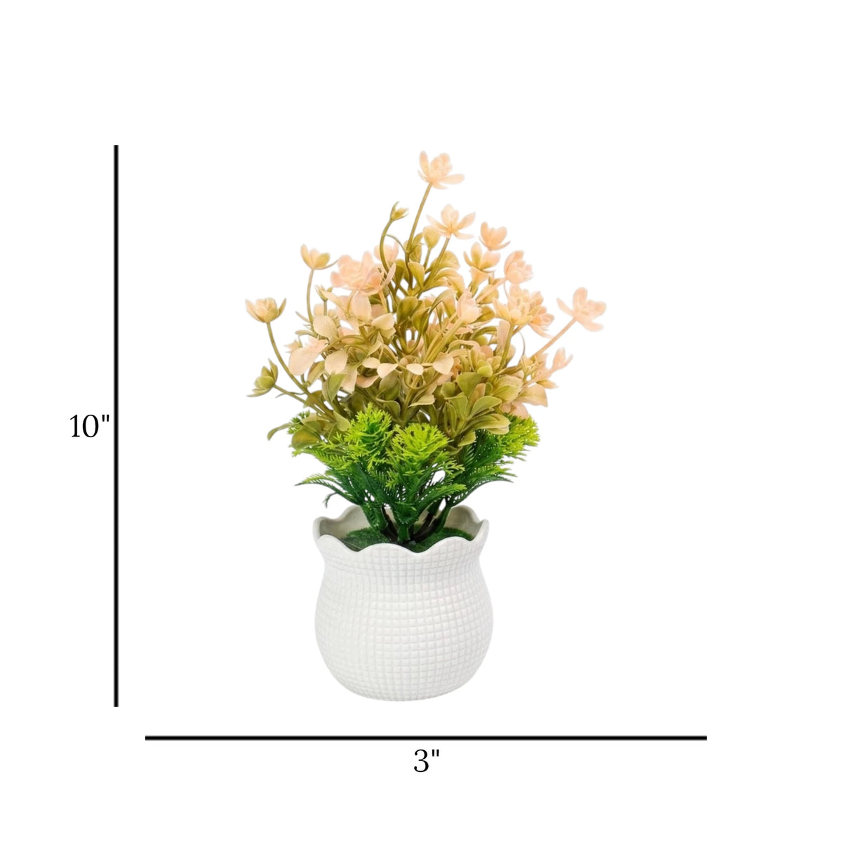 flower pot plastic faux foliage peach 10"x3" china
