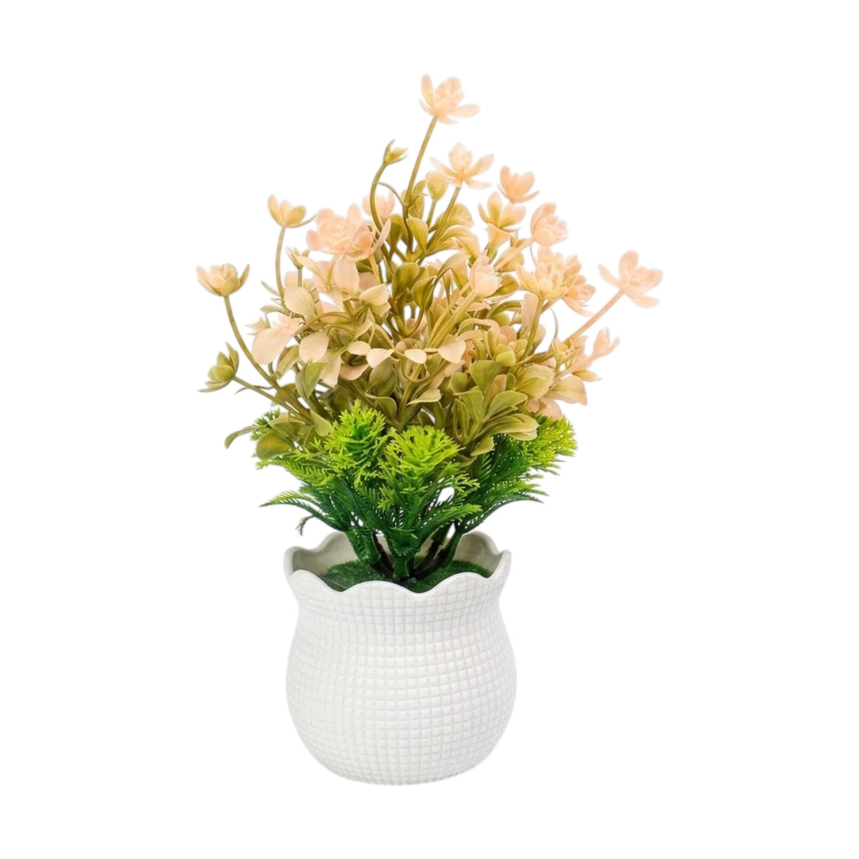 flower pot plastic faux foliage peach 10"x3" china